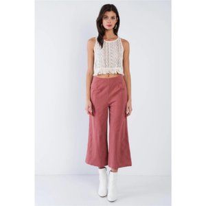 Women’s Dusty Rose Pink Cotton Pinstripe Gaucho Pants
